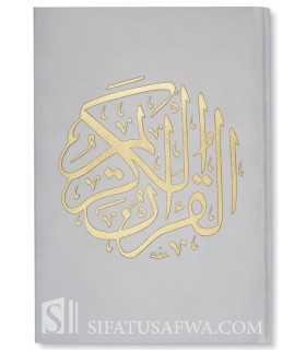 Quran engraved velvet cover & gilding (bluish pages) - White